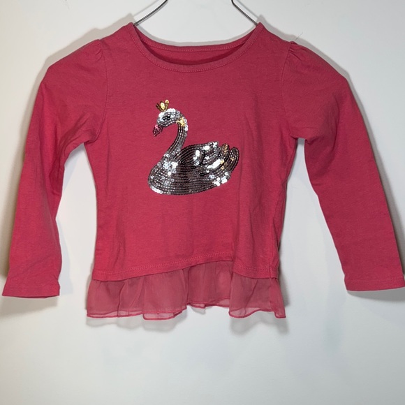 Wonderkids Other - Wonderkids Rose Sequin Swan Long Sleeve Top